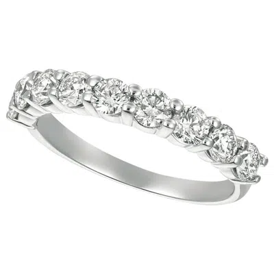 Pre-owned Morris & David 1.25 Carat Natural Diamond 9 Stone Band Ring G Si 14k White Gold
