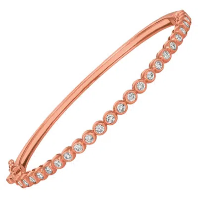 Pre-owned Morris & David 1.25 Carat Natural Diamond Bezel Set Bangle Bracelet G-h Si 14 Karat Rose Gold In Red