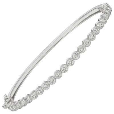 Pre-owned Morris & David 1.25 Carat Natural Diamond Bezel Set Bangle Bracelet G-h Si 14 Karat White Gold