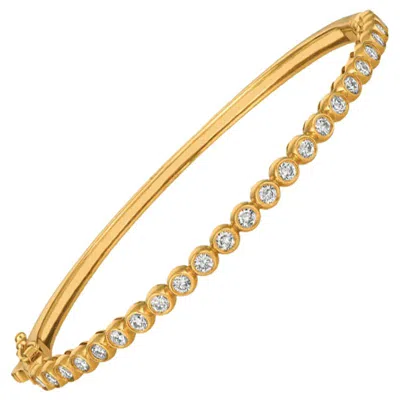 Pre-owned Morris & David 1.25 Carat Natural Diamond Bezel Set Bangle Bracelet G-h Si 14 Karat Yellow Gold