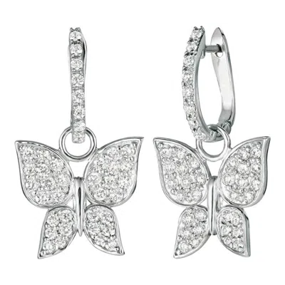 Pre-owned Morris & David 1.25 Carat Natural Diamond Butterfly Earrings G Si 14 Karat White Gold