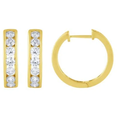 Pre-owned Morris & David 1.25 Carat Natural Diamond Channel Hoop Earrings G Si 14k Yellow Gold 18mm