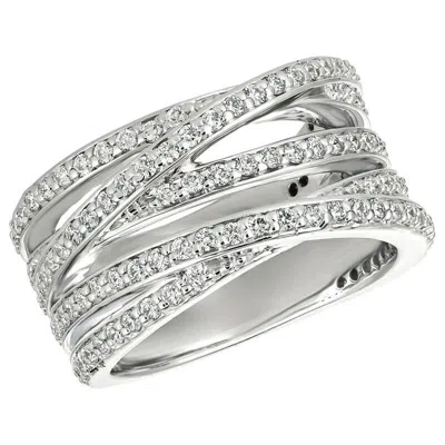 Pre-owned Morris & David 1.25 Carat Natural Diamond Cocktail Ring G Si 14 Karat White Gold