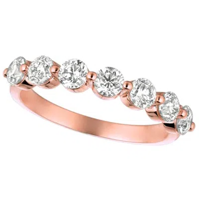 Pre-owned Morris & David 1.25 Carat Natural Diamond Ring G Si 14 Karat Rose Gold 7 Diamonds In Red