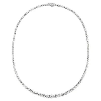 Pre-owned Morris & David 12.50 Carat Natural Diamond Graduated Necklace G Si 14k White Gold 16''