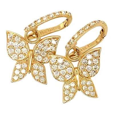 Pre-owned Morris & David 1.26 Carat Natural Diamond Butterfly Earrings G Si 14 Karat Yellow Gold