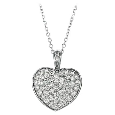 Pre-owned Morris & David 1.30 Carat Natural Diamond Puffed Heart Necklace Pendant 14 Karat Gold G Si In Multi