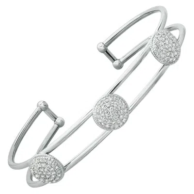 Pre-owned Morris & David 1.33 Carat Natural Diamond Bangle Bracelet 14k White Gold