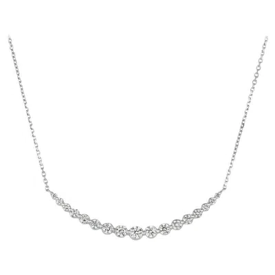 Pre-owned Morris & David 1.35 Carat Natural Diamond Necklace 14 Karat White Gold G Si Chain