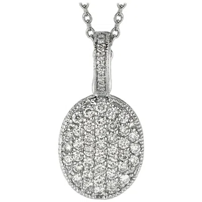 Pre-owned Morris & David 1.35 Carat Natural Diamond Oval Necklace 14 Karat White Gold