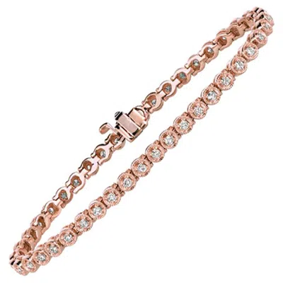 Pre-owned Morris & David 1.40 Carat Natural Diamond Bezel Tennis Bracelet G Si 14 Karat Rose Gold In Red