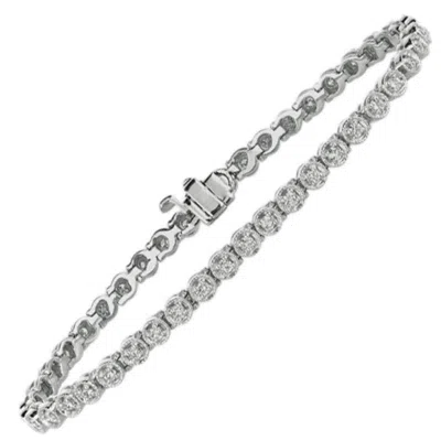 Pre-owned Morris & David 1.40 Carat Natural Diamond Bezel Tennis Bracelet G Si 14 Karat White Gold