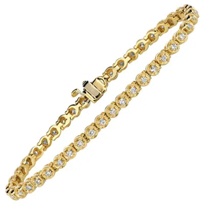 Pre-owned Morris & David 1.40 Carat Natural Diamond Bezel Tennis Bracelet G Si 14 Karat Yellow Gold