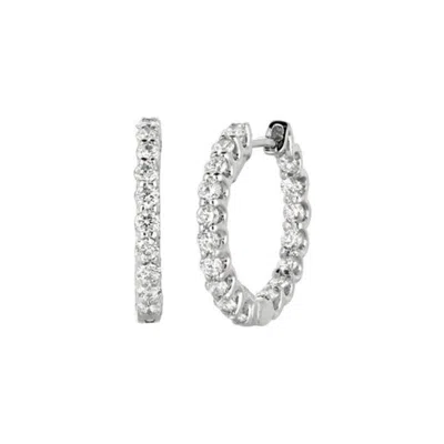 Pre-owned Morris & David 1.40 Carat Natural Diamond Hoop Earrings G Si 14k White Gold