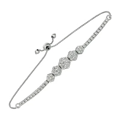 Pre-owned Morris & David 1.50 Carat Diamond 5 Flower Bolo Bracelet G Si 14k White Gold