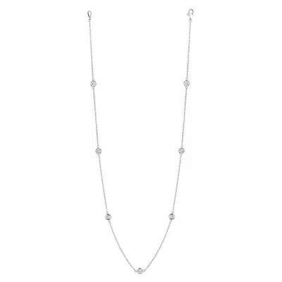 Pre-owned Morris & David 1.50 Carat Diamond By The Yard Necklace G Si 14 Karat White Gold 20 Pointers
