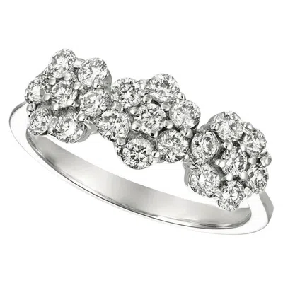 Pre-owned Morris & David 1.50 Carat Natural Diamond 3 Flowers Ring G Si 14k White Gold