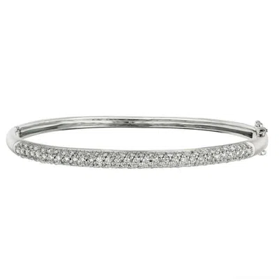 Pre-owned Morris & David 1.50 Carat Natural Diamond Bangle Bracelet 14k White Gold