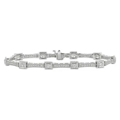Pre-owned Morris & David 1.50 Carat Natural Diamond Bracelet G Si 14 Karat White Gold
