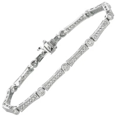 Pre-owned Morris & David 1.50 Carat Natural Diamond Bracelet G Si 14 Karat White Gold
