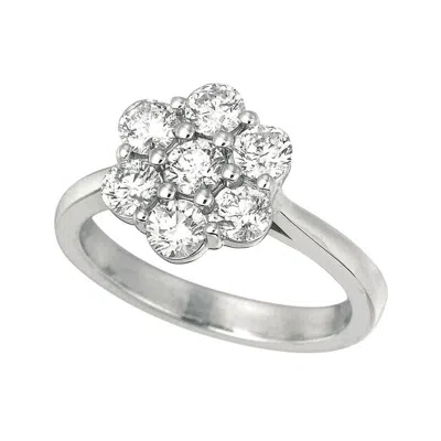 Pre-owned Morris & David 1.50 Carat Natural Diamond Cluster Flower Ring G Si 14 Karat White Gold