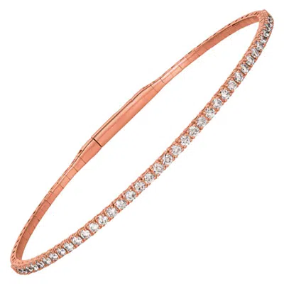 Pre-owned Morris & David 1.50 Carat Natural Diamond Flexible Bangle Bracelet G-h Si 14 Karat Rose Gold In Red