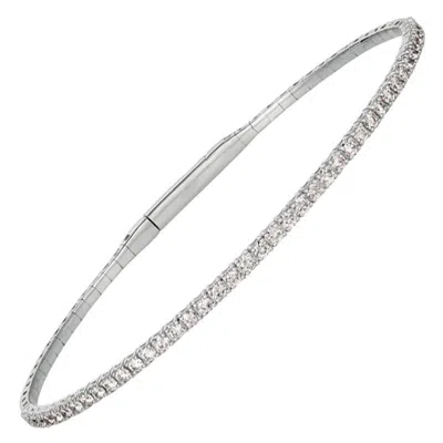 Pre-owned Morris & David 1.50 Carat Natural Diamond Flexible Bangle Bracelet G-h Si 14 Karat White Gold