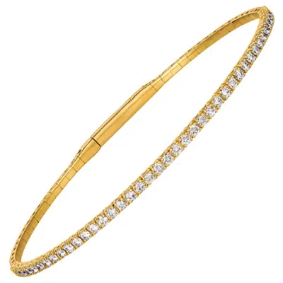 Pre-owned Morris & David 1.50 Carat Natural Diamond Flexible Bangle Bracelet G-h Si 14 Karat Yellow Gold