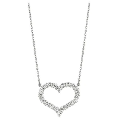 Pre-owned Morris & David 1.50 Carat Natural Diamond Heart Necklace 14 Karat White Gold Chain