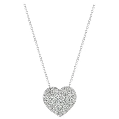Pre-owned Morris & David 1.50 Carat Natural Diamond Heart Necklace Pendant 14 Karat White Gold G Si