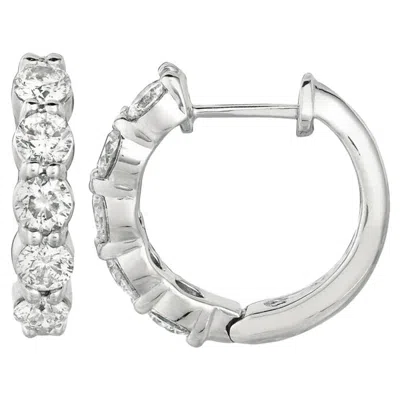 Pre-owned Morris & David 1.50 Carat Natural Diamond Hoop Earrings G Si 14 Karat White Gold