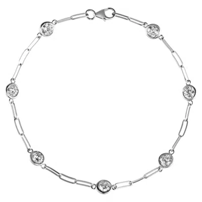 Pre-owned Morris & David 1.50 Carat Natural Diamond Paper Clip Bracelet G Si 14k White Gold
