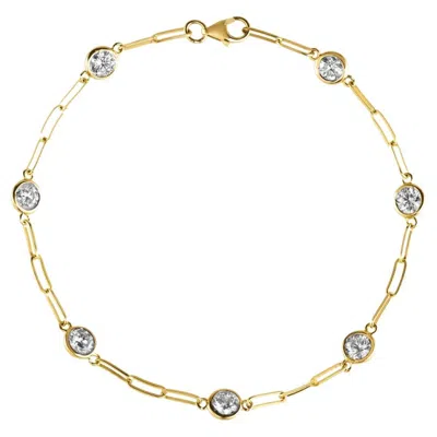 Pre-owned Morris & David 1.50 Carat Natural Diamond Paper Clip Bracelet G Si 14k Yellow Gold 7''