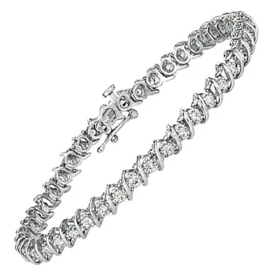 Pre-owned Morris & David 1.50 Carat Natural Diamond S Style Bracelet G-h Si 14 Karat White Gold