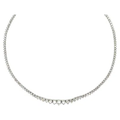 Pre-owned Morris & David 15.00 Carat Natural Diamond Tennis Graduated Necklace G Si 14k White Gold