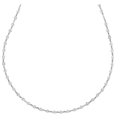 Pre-owned Morris & David 1.51 Carat Diamond By The Yard Necklace G Si 14 Karat White Gold 67 Stones 17''