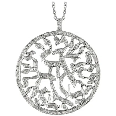 Pre-owned Morris & David 1.51 Carat Natural Diamond Religious Necklace 14 Karat White Gold G Si Chain