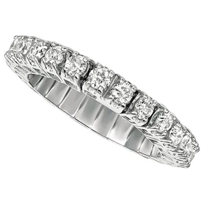 Pre-owned Morris & David 1.55 Carat Natural Diamond Stretchable Eternity Band Ring G Si 14k White Gold