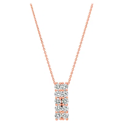 Pre-owned Morris & David 1.55 Carat Natural Diamond Two Rows Necklace 14 Karat Rose Gold G-h Si In Red