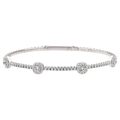 Pre-owned Morris & David 1.56 Carat Natural Diamond Flexible Bracelet G Si 14k White Gold 7''