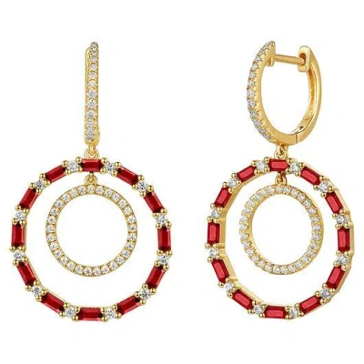 Pre-owned Morris & David 1.59 Carat Natural Ruby & Diamond Earrings G Si 14k Yellow Gold