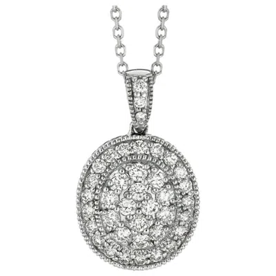 Pre-owned Morris & David 1.60 Carat Natural Diamond Oval Necklace 14 Karat White Gold