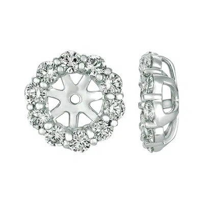 Pre-owned Morris & David 1.61 Ct Natural Diamond Jacket Earrings 14k White Gold Center Is For 8mm