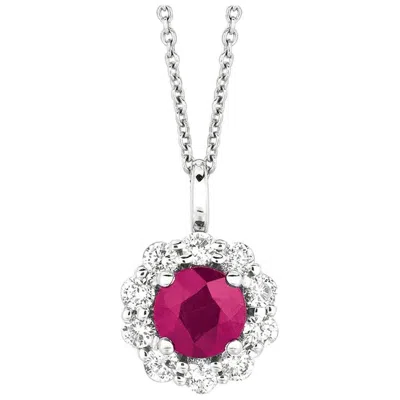 Pre-owned Morris & David 1.70 Carat Natural Ruby And Diamond Necklace Pendant G Si 14 Karat White Gold