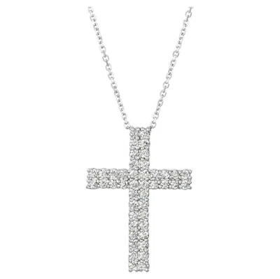 Pre-owned Morris & David 1.75 Carat Natural Diamond Cross Pendant Necklace 14 Karat White Gold G Si Chain