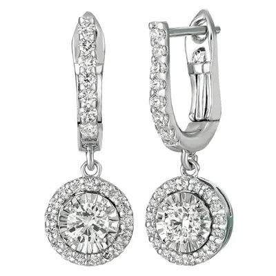 Pre-owned Morris & David 1.75 Carat Natural Diamond Earrings G Si 14 Karat White Gold