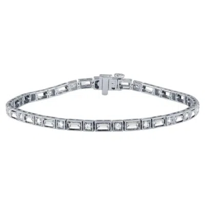 Pre-owned Morris & David 1.75 Carat Natural Diamond Fancy Bracelet G Si 14k White Gold 7''