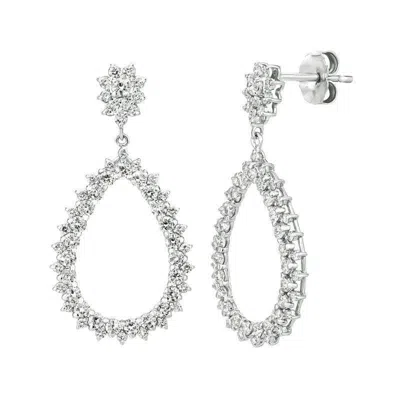 Pre-owned Morris & David 1.75 Carat Natural Diamond Pear Shape Drop Earrings G Si 14k White Gold
