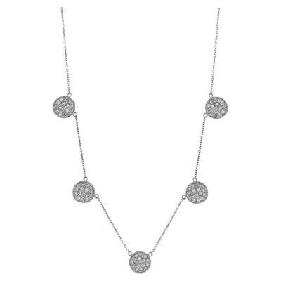 Pre-owned Morris & David 1.80 Carat Diamond Disc Necklace G Si 14k White Gold 85 Stones