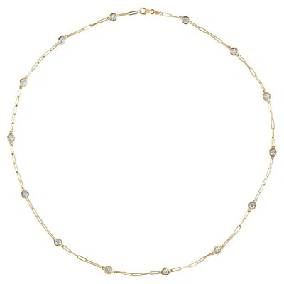 Pre-owned Morris & David 2.00 Carat Diamond By The Yard Paper Clip Necklace 14k Yellow Gold
